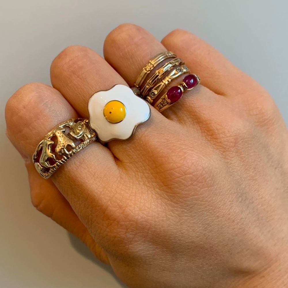 10k Gold Zoo Safari Animal Motif Domed Band Ring - size 6.75-7 - Picture 13 of 15